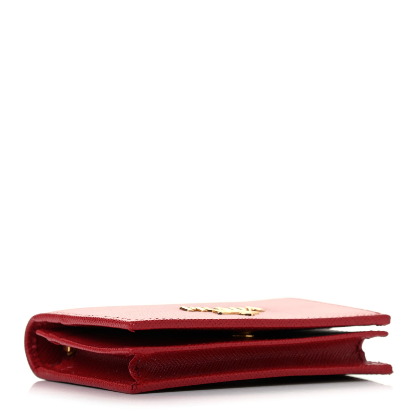 Saffiano Metal Compact Snap Bi-Fold Wallet Fuoco