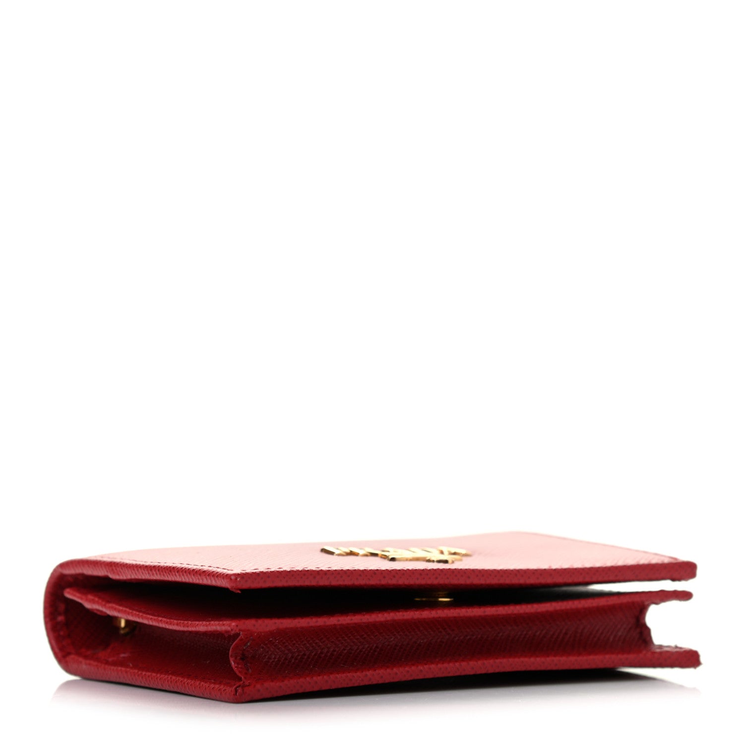 Prada Saffiano Metal Compact Snap Bi-Fold Wallet Fuoco 4 of 7