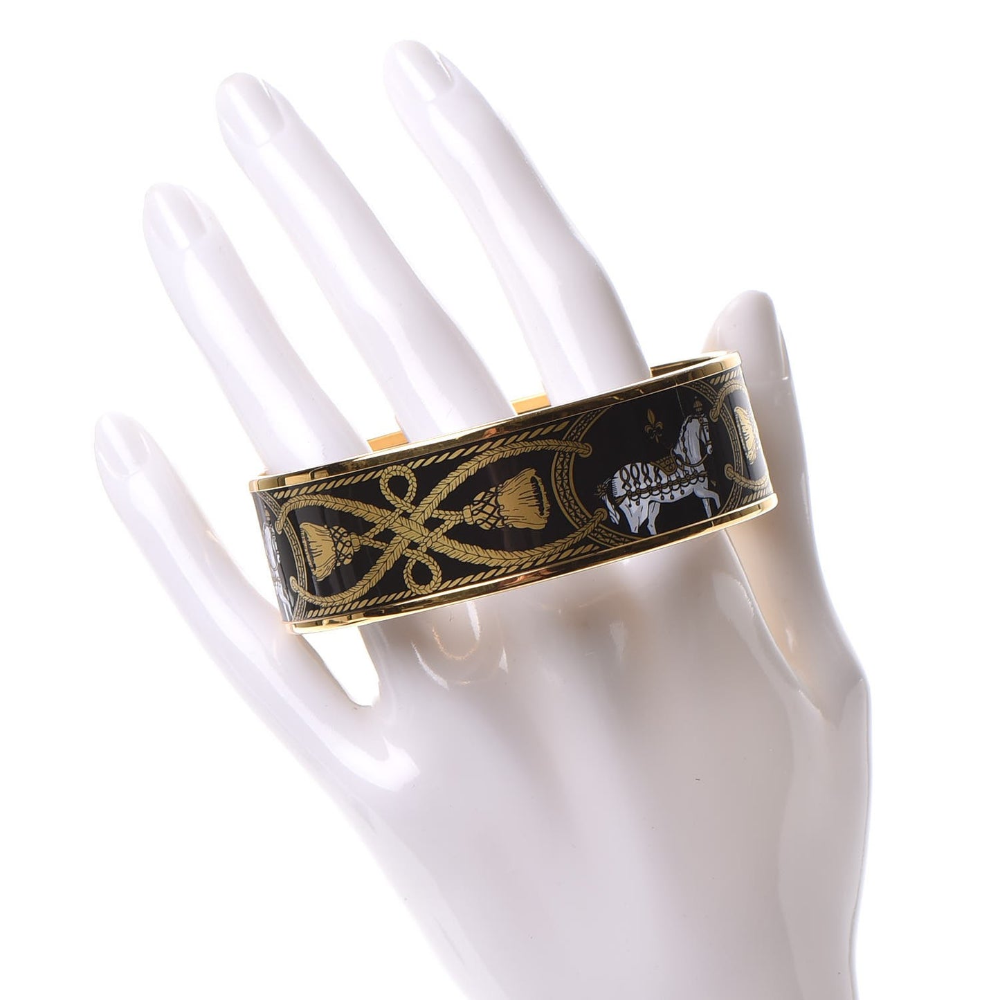 Enamel Printed Wide Grand Apparat Bracelet 70 Black