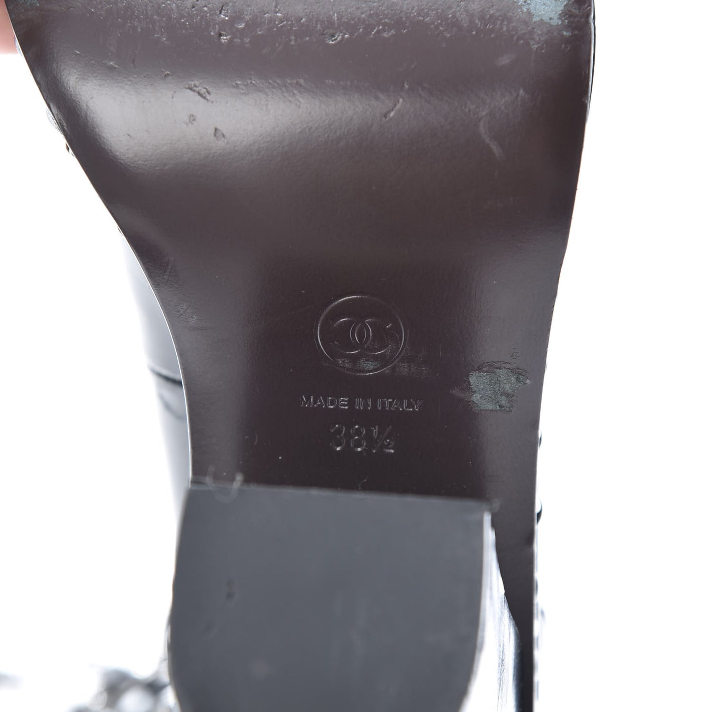 Patent Chained Tall Combat Boots 38.5 Black
