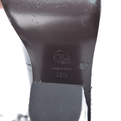 Chanel Patent Chained Tall Combat Boots 38.5 Black 7 of 13