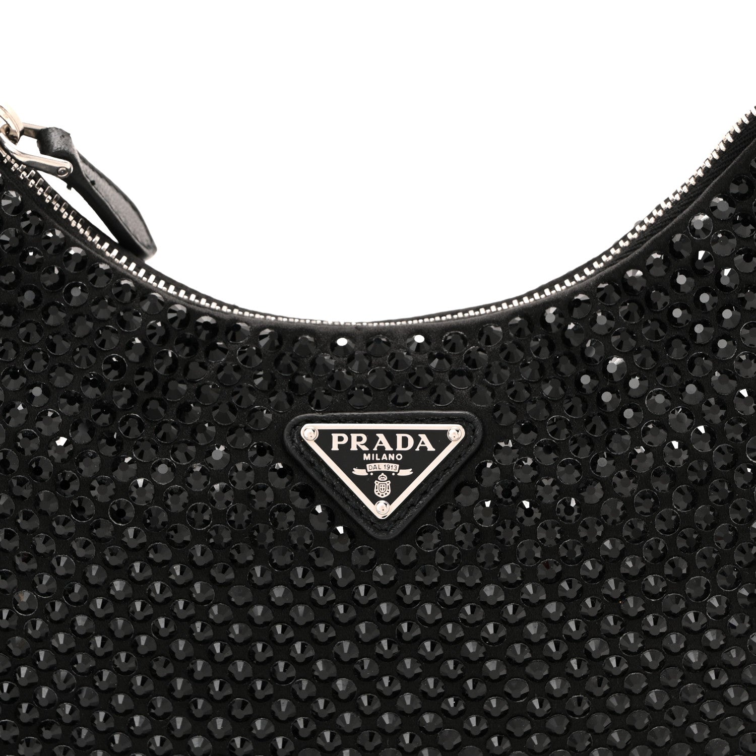 Prada Satin Crystal Re-Edition 2005 Shoulder Bag Black 8 of 10