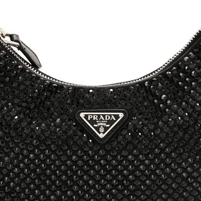 Prada Satin Crystal Re-Edition 2005 Shoulder Bag Black 8 of 10