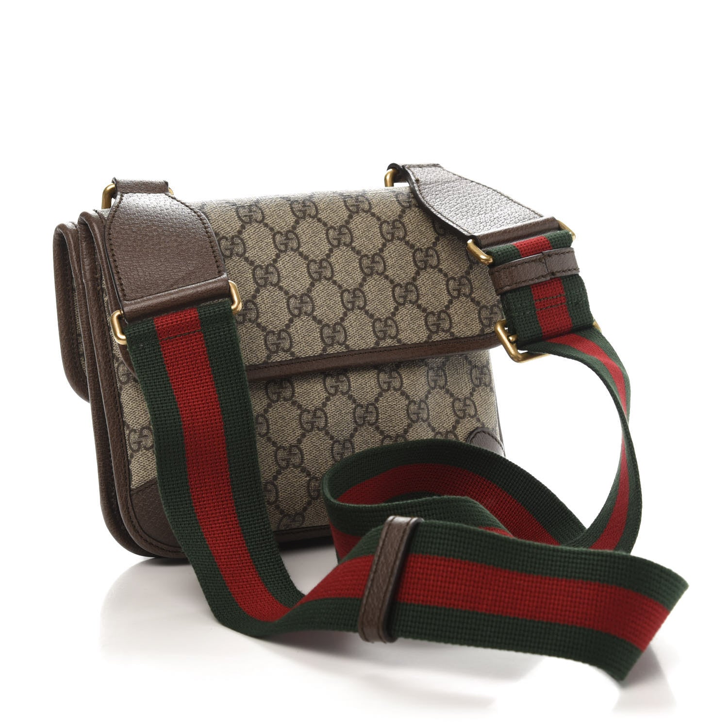 Gucci GG Supreme Monogram Web Small Neo Vintage Double Flap Messenger Bag Beige New Acero 3 of 11