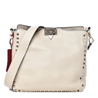 Valentino Garavani Pebbled Calfskin Small Rockstud Flip-Lock Messenger Bag Light Ivory 1 of 8