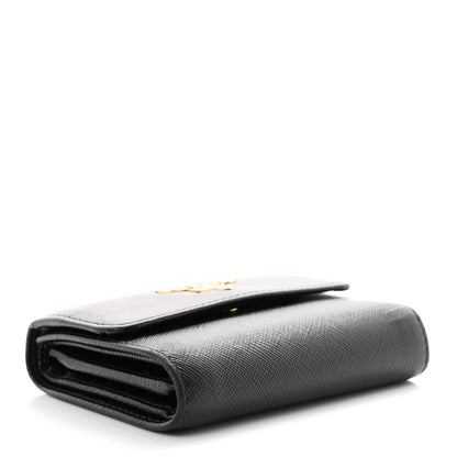 Prada Saffiano Metal Tri-Fold Wallet Black 4 of 7