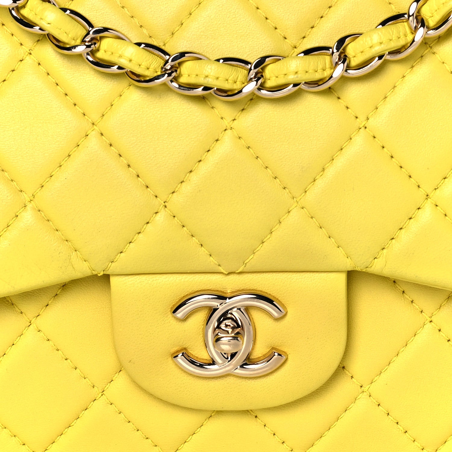 Chanel Lambskin Quilted Jumbo Single Flap Yellow 7 of 15