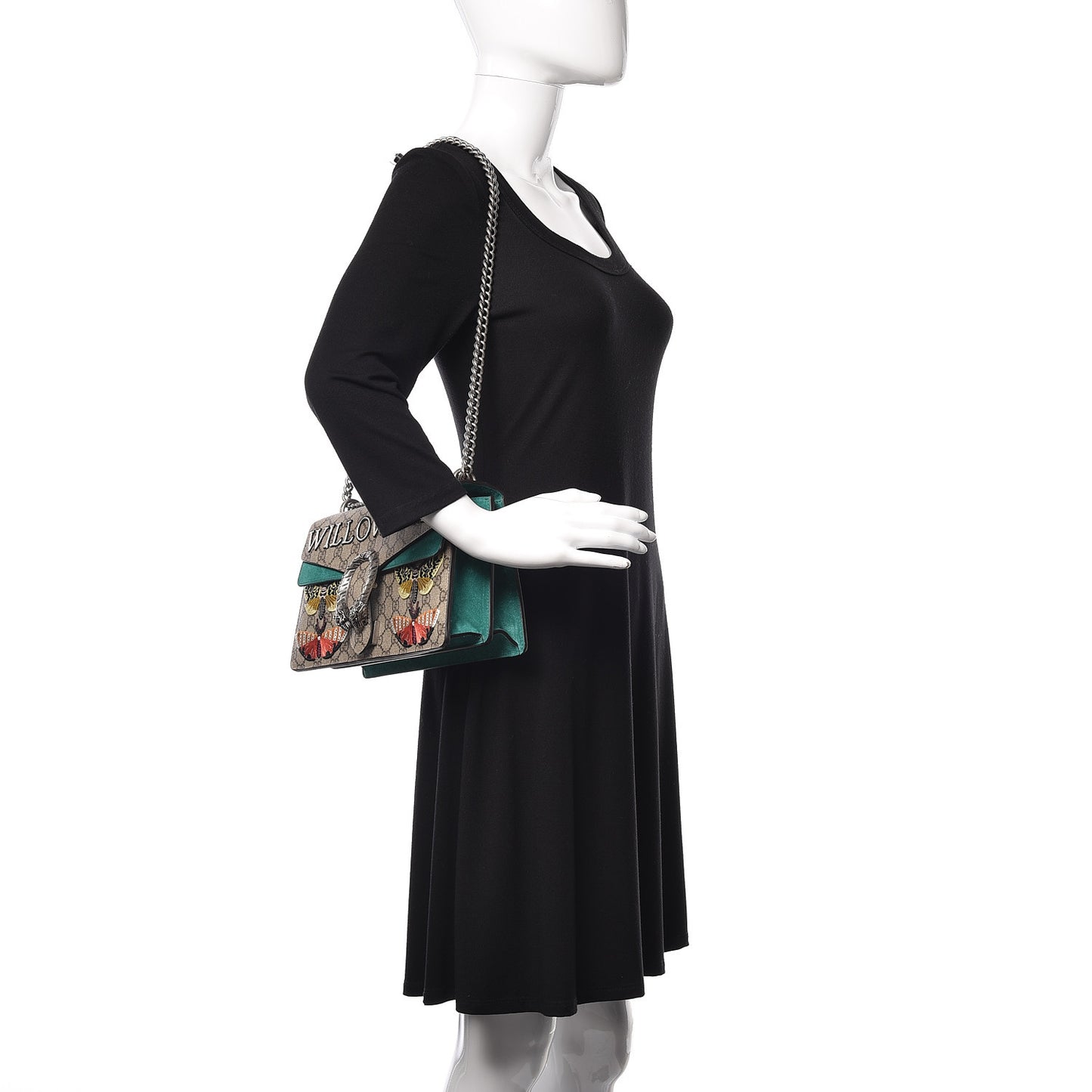 GG Supreme Monogram Willow Hill Embroidered Small Dionysus Shoulder Bag Emerald