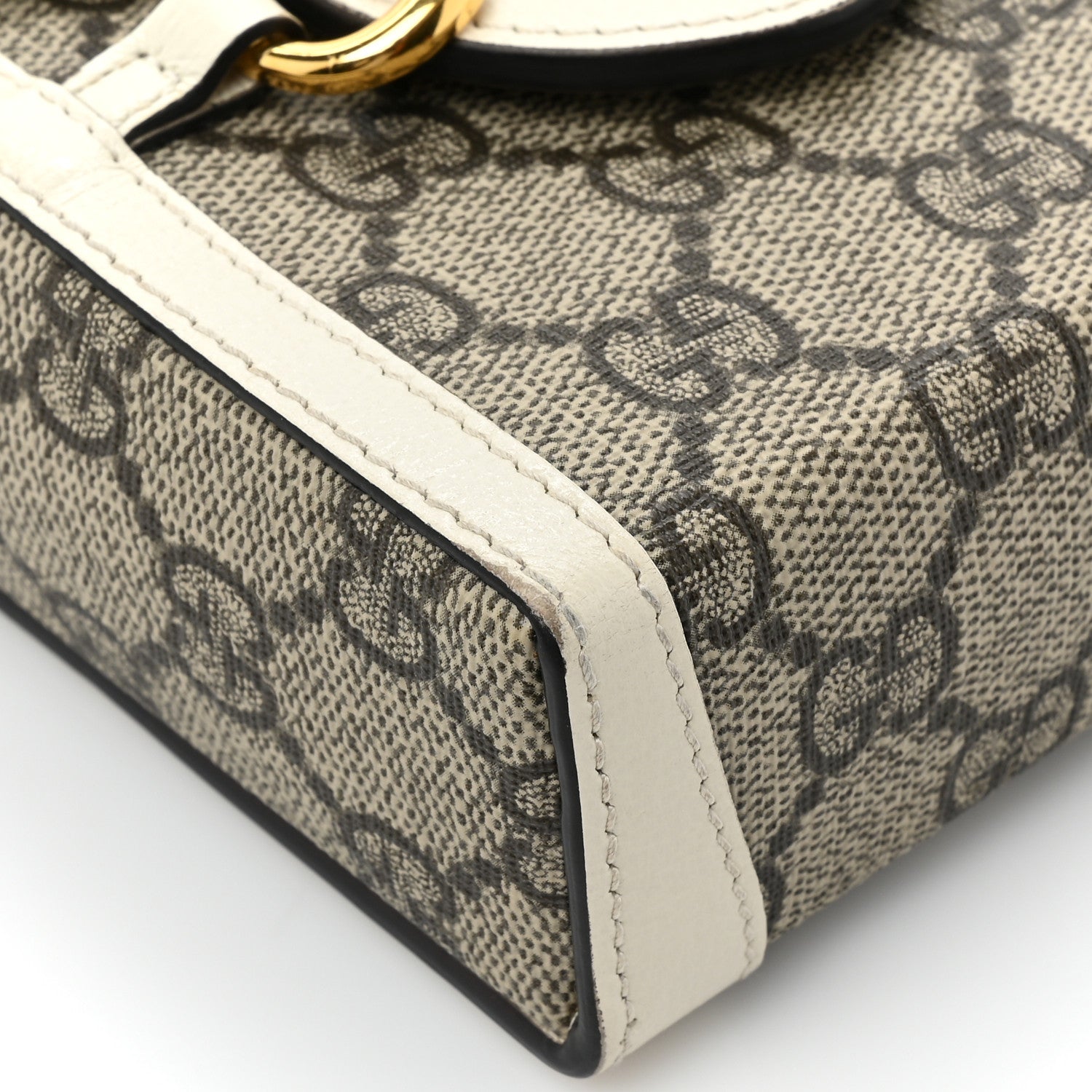 Gucci GG Supreme Monogram Azalea Calfskin Mini Horsebit 1955 Crossbody Bag Beige Ebony Mystic White 12 of 15