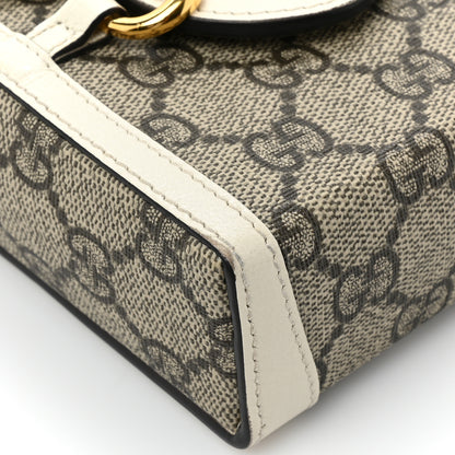 Gucci GG Supreme Monogram Azalea Calfskin Mini Horsebit 1955 Crossbody Bag Beige Ebony Mystic White 12 of 15