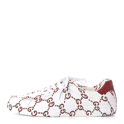 Gucci Calfskin GucciGhost Print Mens Ace Sneakers 11 White Hibiscus Red 1 of 10