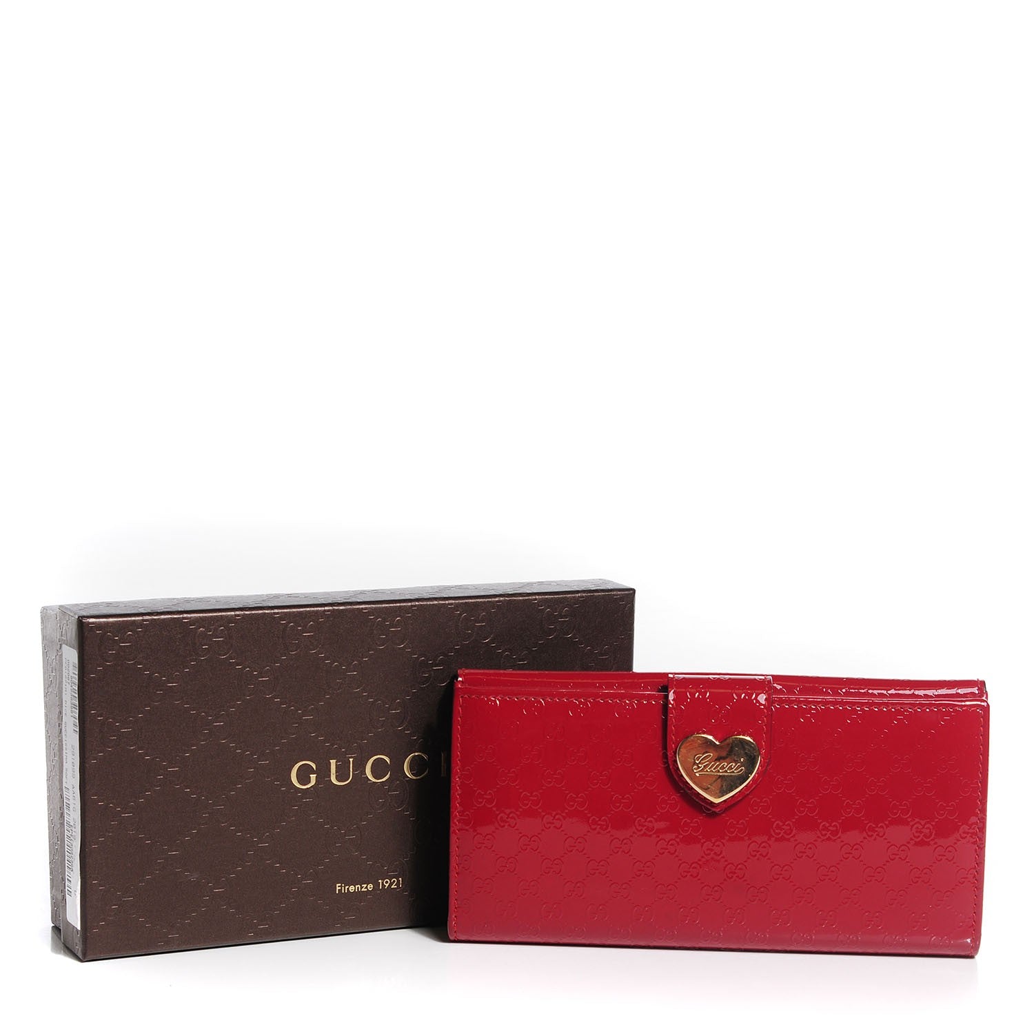 Gucci Patent Microguccissima Heart Continental Wallet Red 7 of 8