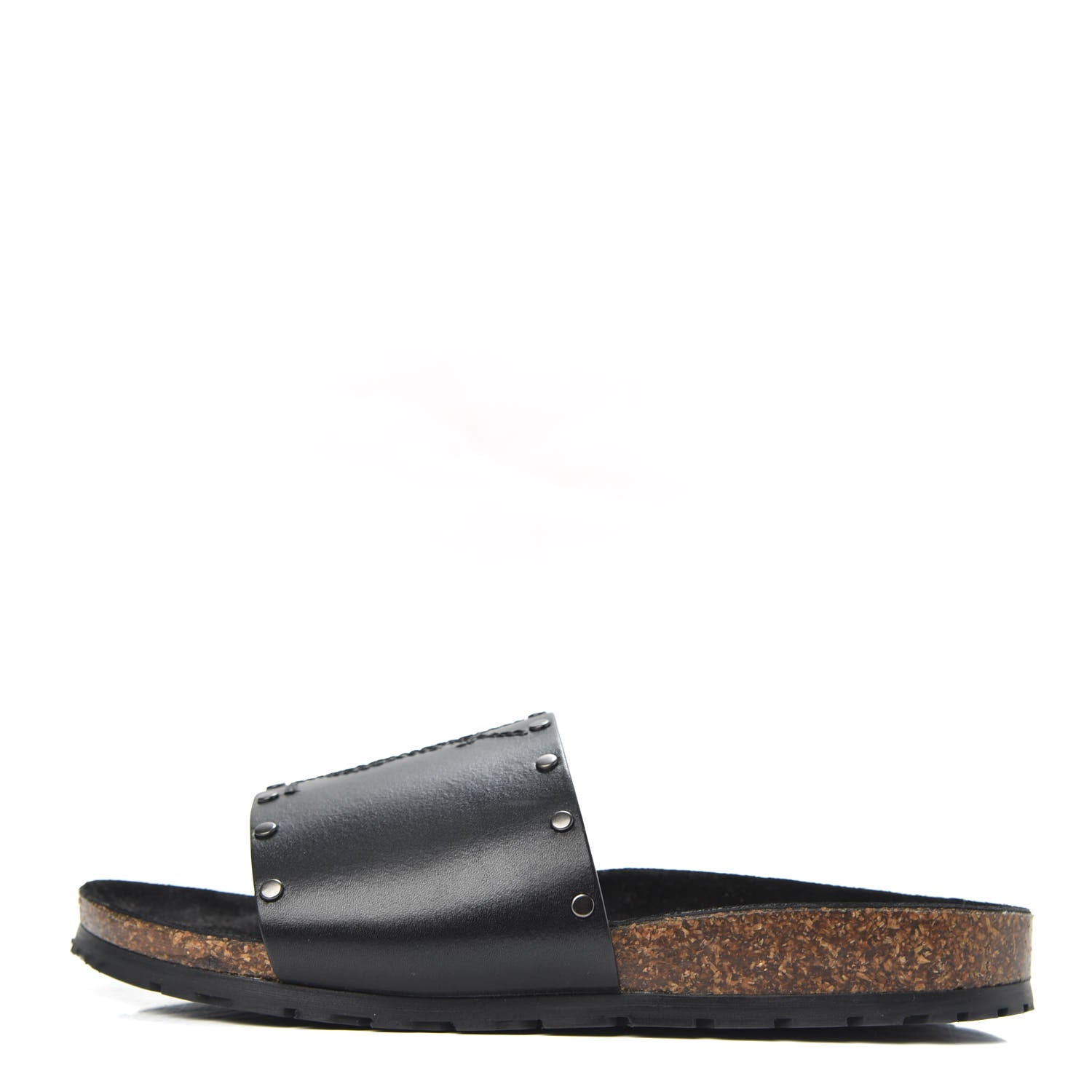 Saint Laurent Calfskin Suede Joan Slide Sandals 35.5 Black 1 of 10