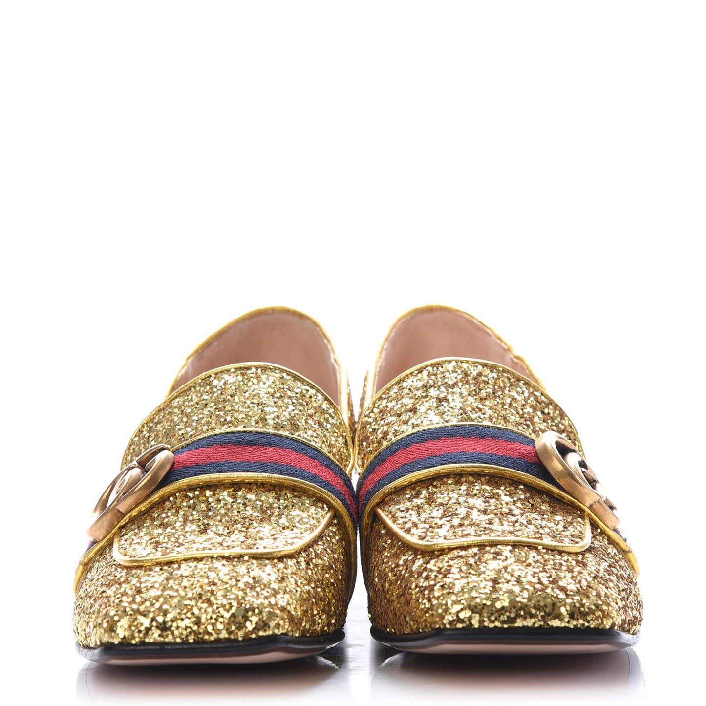 Glitter Web Peyton Loafers 39 Gold