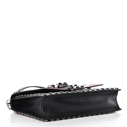Prada City Calfskin Orchid Print Studded Elektra Shoulder Bag Fuoco Black 4 of 11
