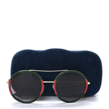 Gucci Metal Round Frame Sunglasses GG0061S Green Red 8 of 8