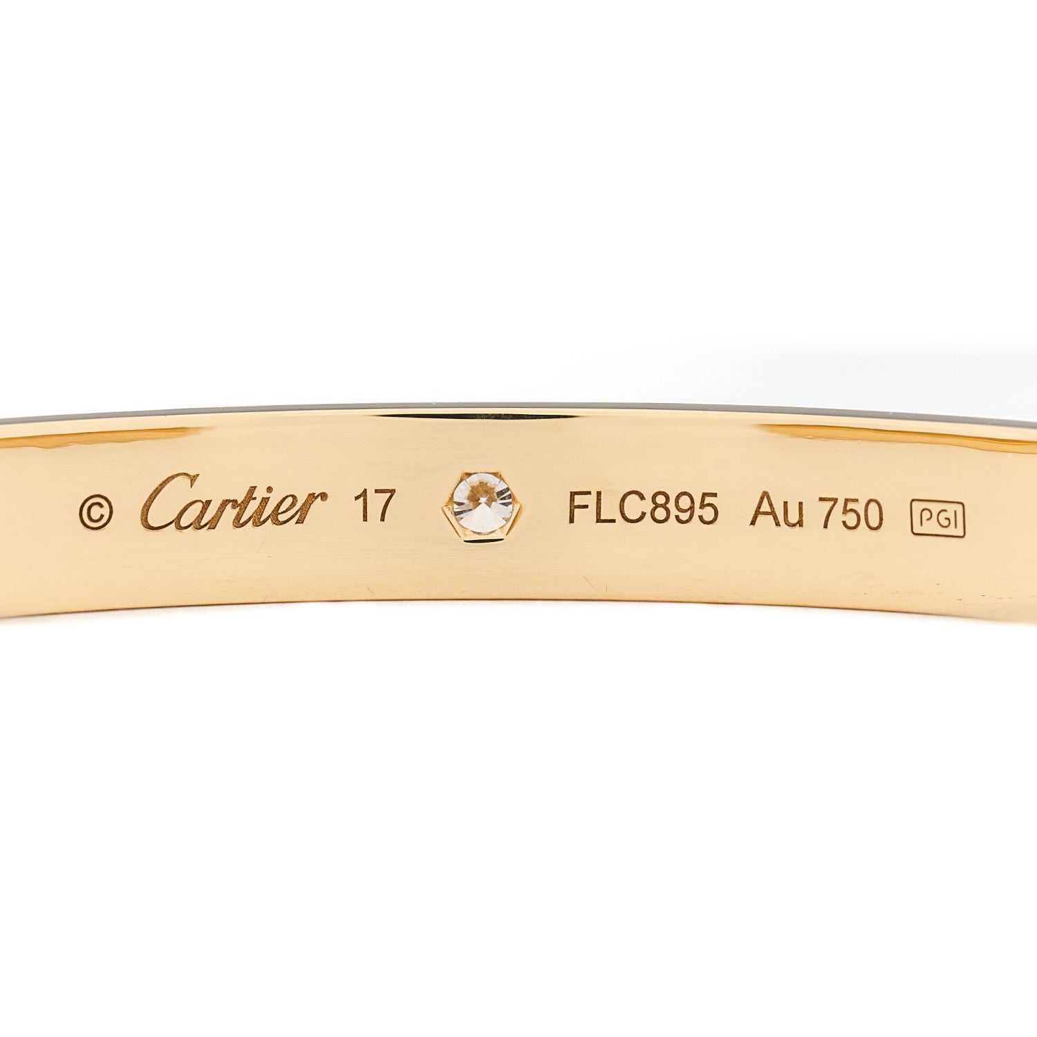 Cartier 18K Yellow Gold 1 Diamond LOVE Cuff Bracelet 17 3 of 3