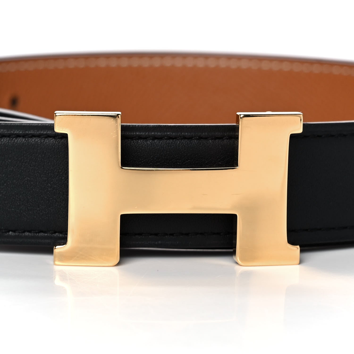 Hermes Swift Epsom 32mm Constance H Belt 75 Black Gold 7 of 9