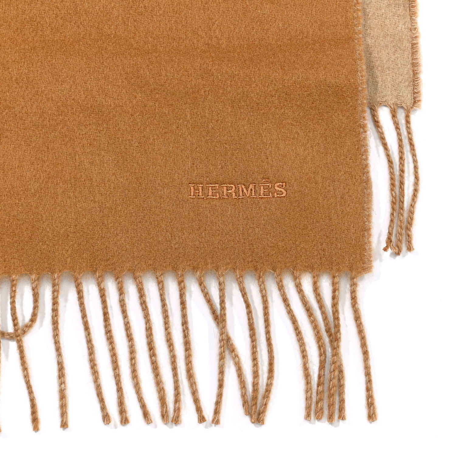 Hermes Cashmere Recto Verso Muffler Camel Beige 3 of 4