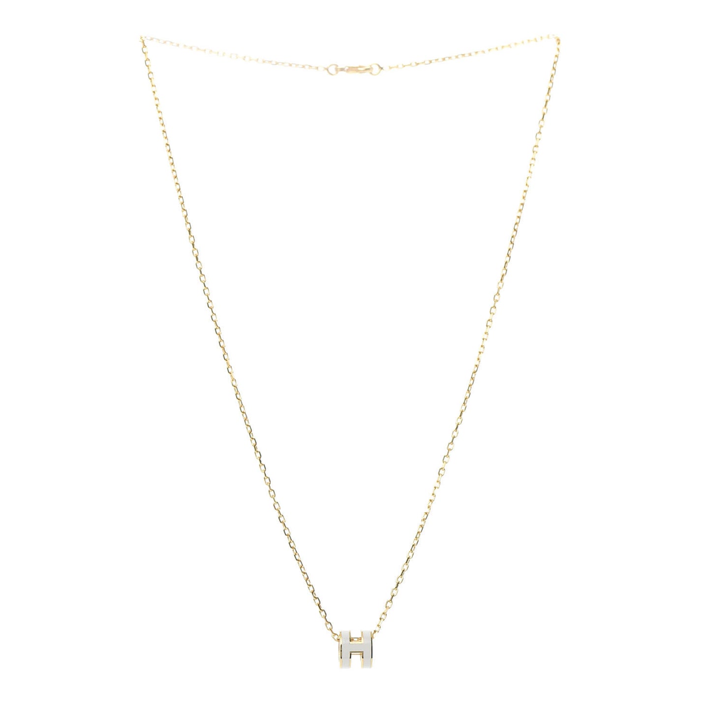 Lacquered Gold Mini Pop H Pendant Necklace White