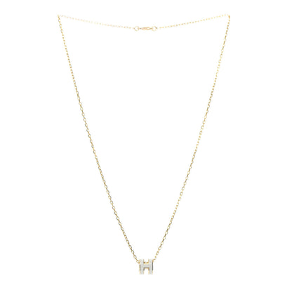 Hermes Lacquered Gold Mini Pop H Pendant Necklace White 3 of 5