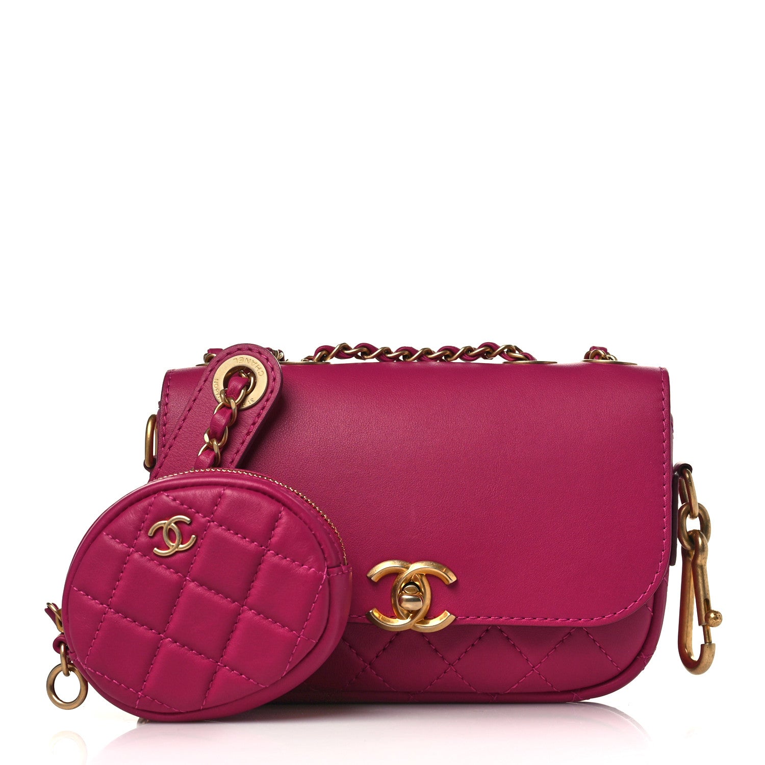 Chanel Calfskin Quilted Multi Pouching Flap And Coin Purse Fuchsia 1 of 8