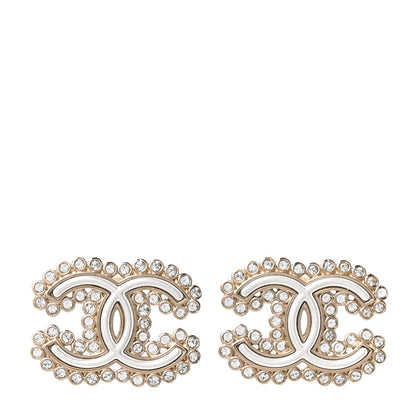 Chanel Crystal CC Earrings Gold 1 of 5