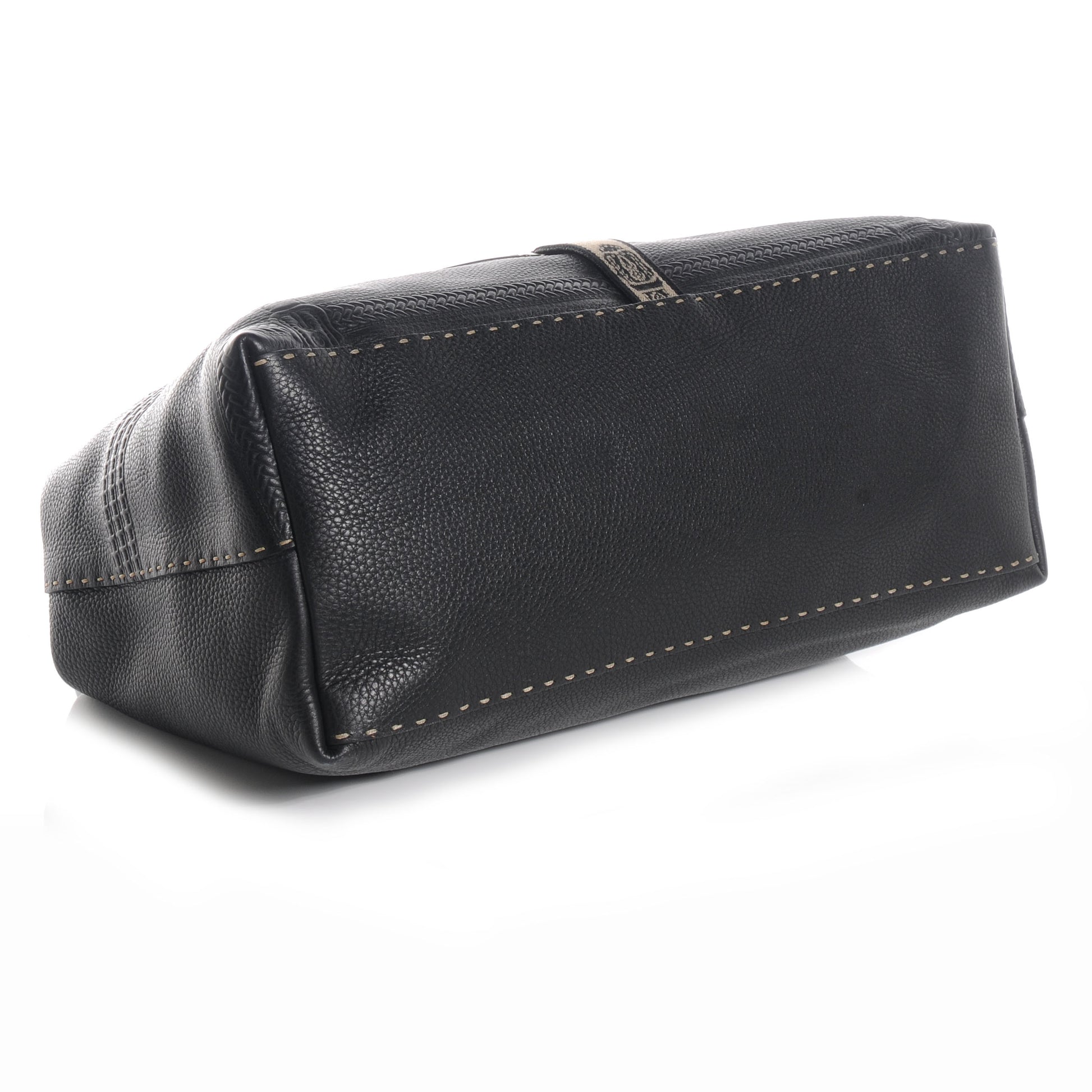 Fendi Calfskin Romano Selleria Villa Borghese Tote Black 4 of 8