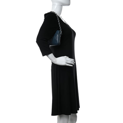 Chanel Aged Calfskin Quilted Cotton Club Pochette Blue 2 of 9