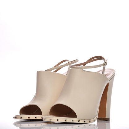Valentino Garavani Calfskin Rockstud Mules Slingbacks 41 Ivory 3 of 18