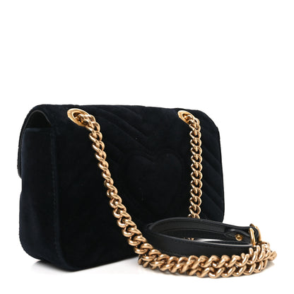 Gucci Velvet Matelasse Mini GG Marmont Shoulder Bag Black 3 of 10