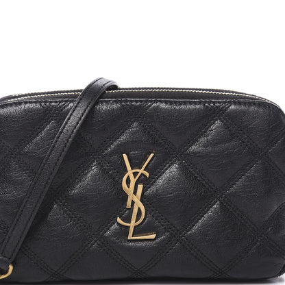 Saint Laurent Grained Lambskin Quilted Mini Becky Double Zip Bag Black 14 of 14