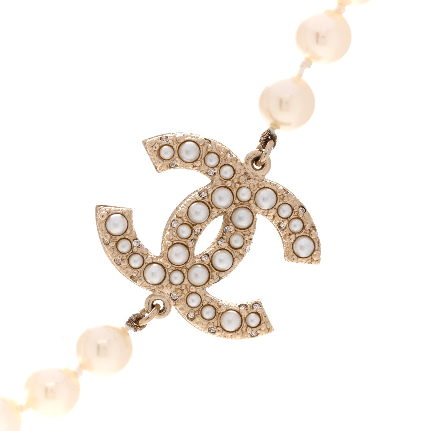 Chanel Pearl Crystal CC Short Necklace Gold 4 of 7