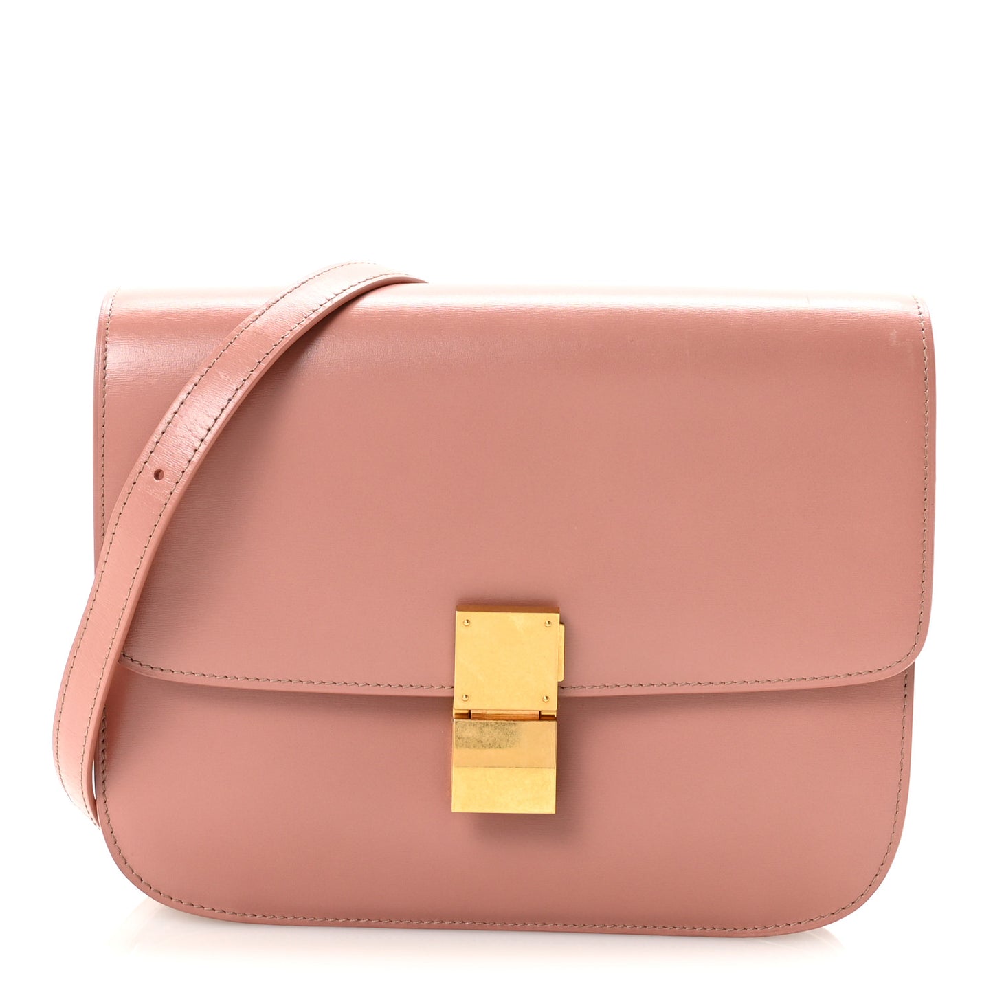 Box Calfskin Medium Classic Box Flap Bag Antique Rose