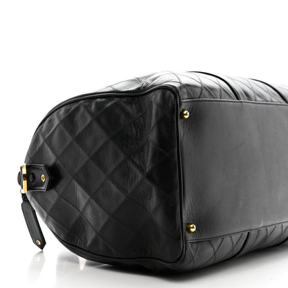 Chanel Lambskin Stitched Duffle Travel Bag Black 7 of 14
