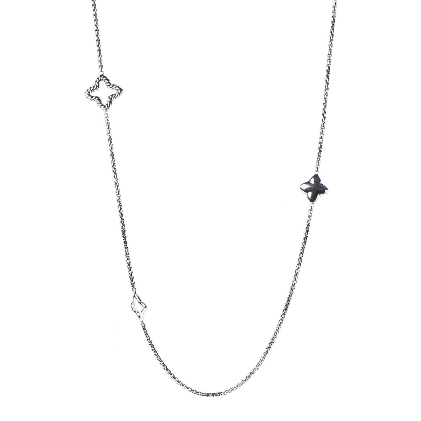 Sterling Silver 25mm Quatrefoil Chain Necklace