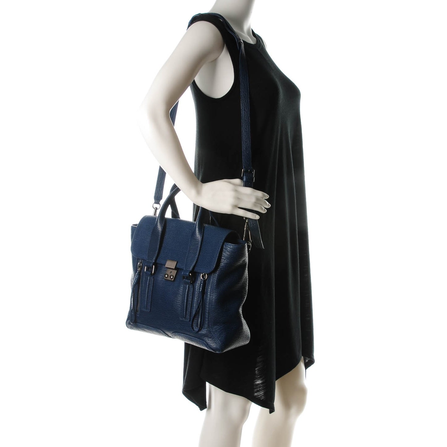 3.1 Textured Calfskin Medium Pashli Satchel Lapis