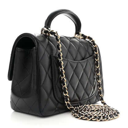 Chanel Lambskin Quilted Mini Top Handle Rectangular Flap Black 3 of 12