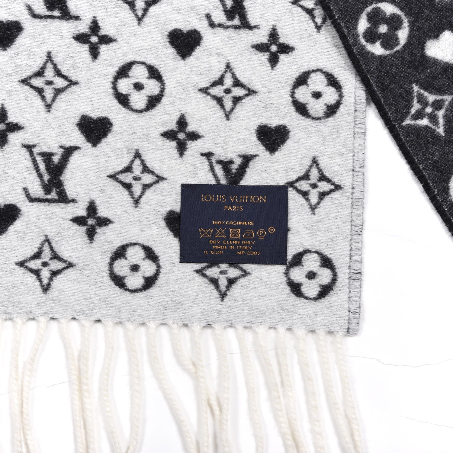 Louis Vuitton Cashmere Monogram Game On Scarf Black 3 of 3
