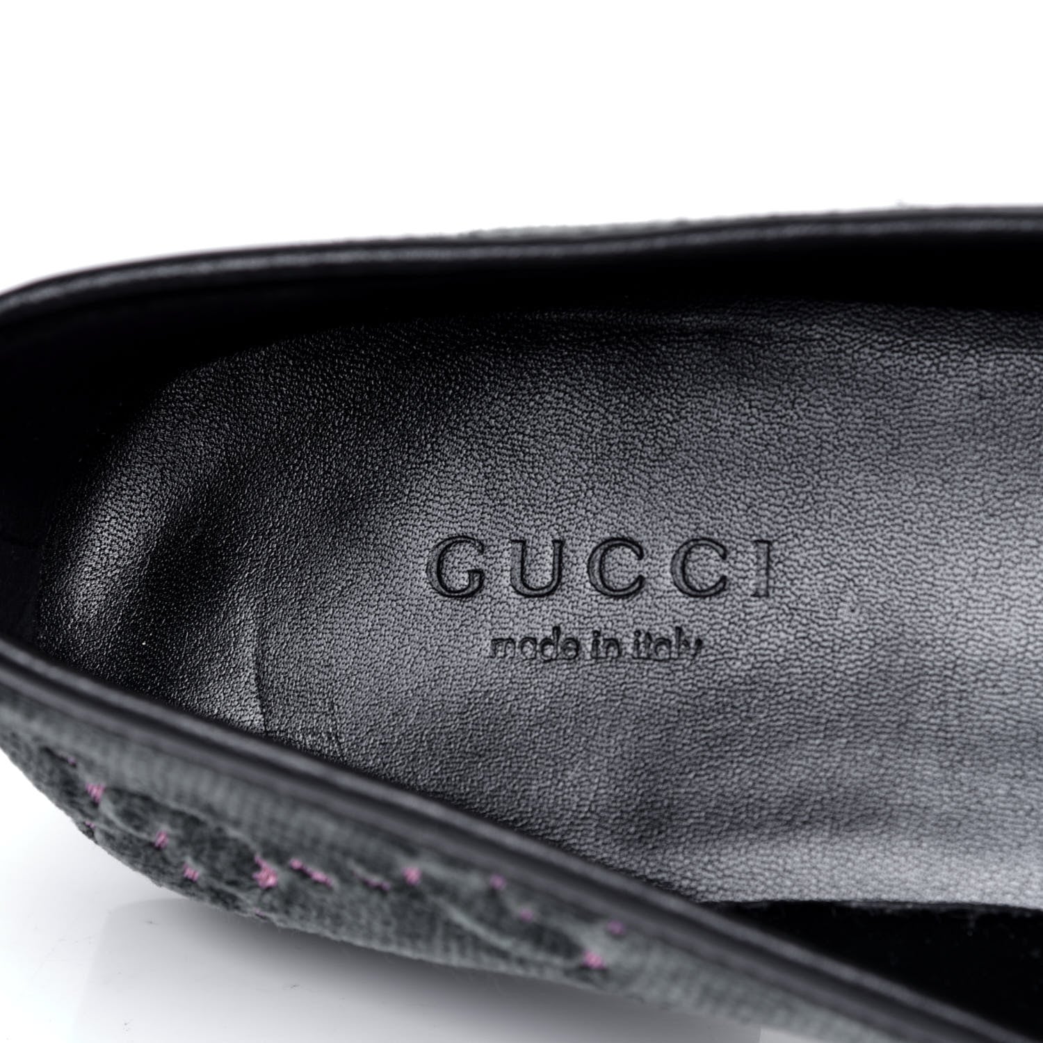 Gucci Velvet Malaga Kid GG Monogram Horsebit Womens Jordaan Loafers 35.5 Avio Dusty Pink Black 6 of 6