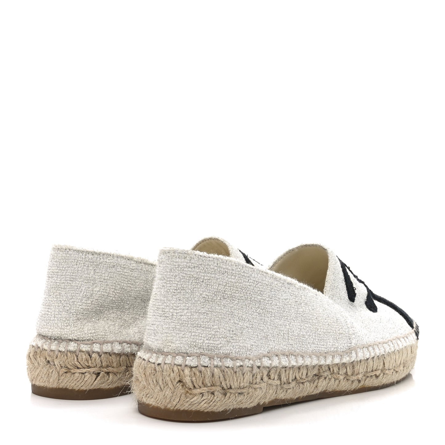 Terry Cloth CC Espadrilles 41 Silver Black