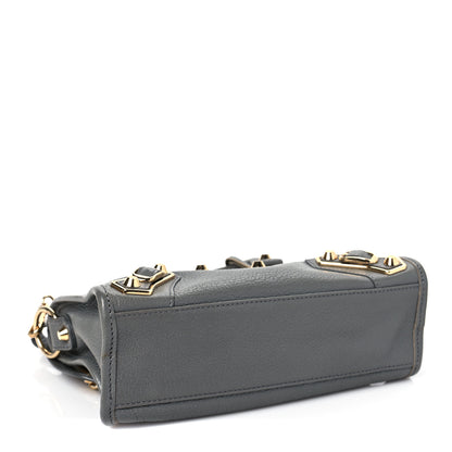 Balenciaga Chevre Gold Metallic Edge Hardware Mini City Gris Acier 4 of 7