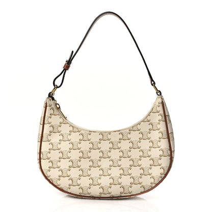 Celine Canvas Calfskin Ava Triomphe Shoulder Bag White 1 of 10