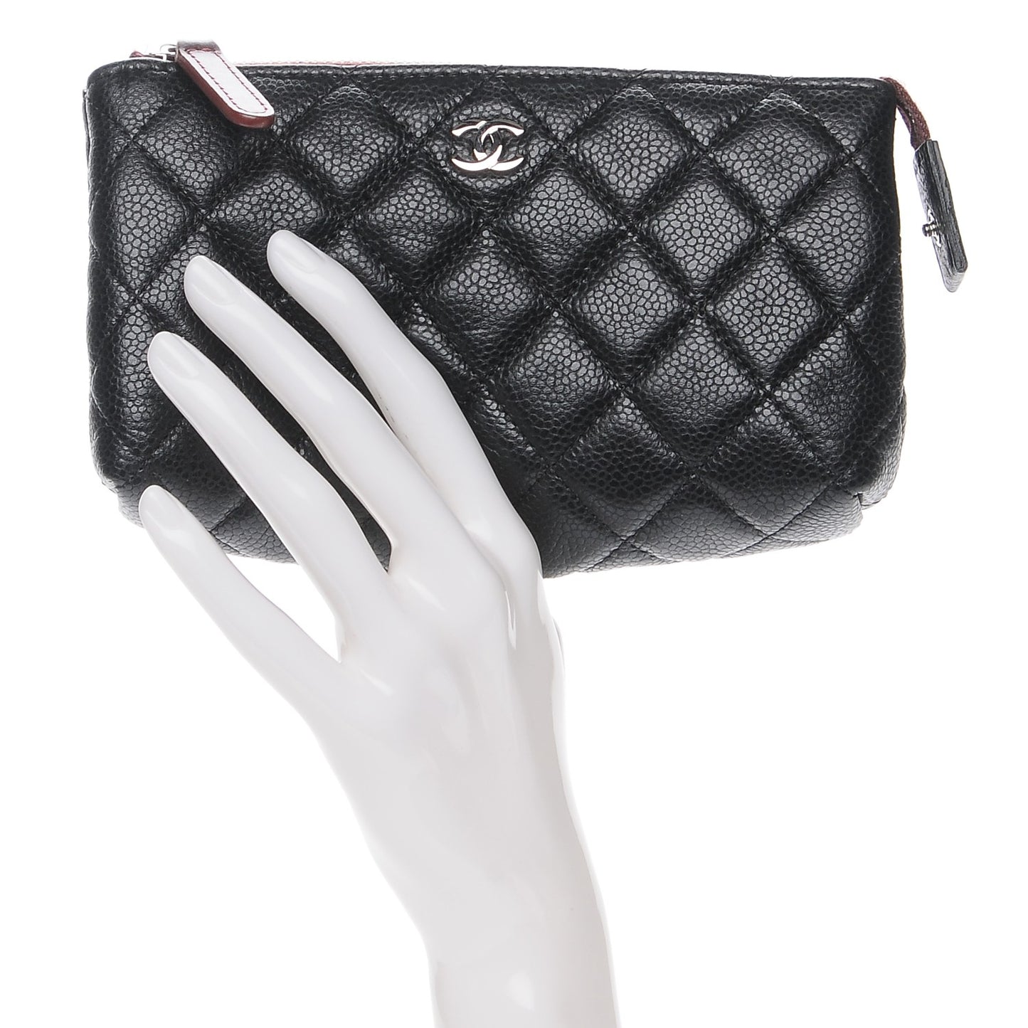 Caviar Quilted Small Cosmetic Case Black