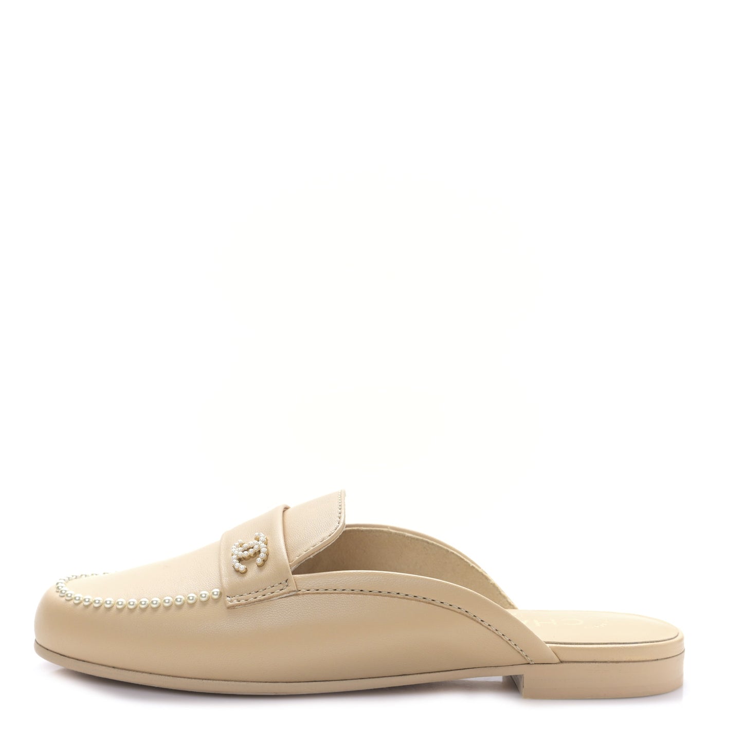 Lambskin Pearl CC Mules 37 Beige