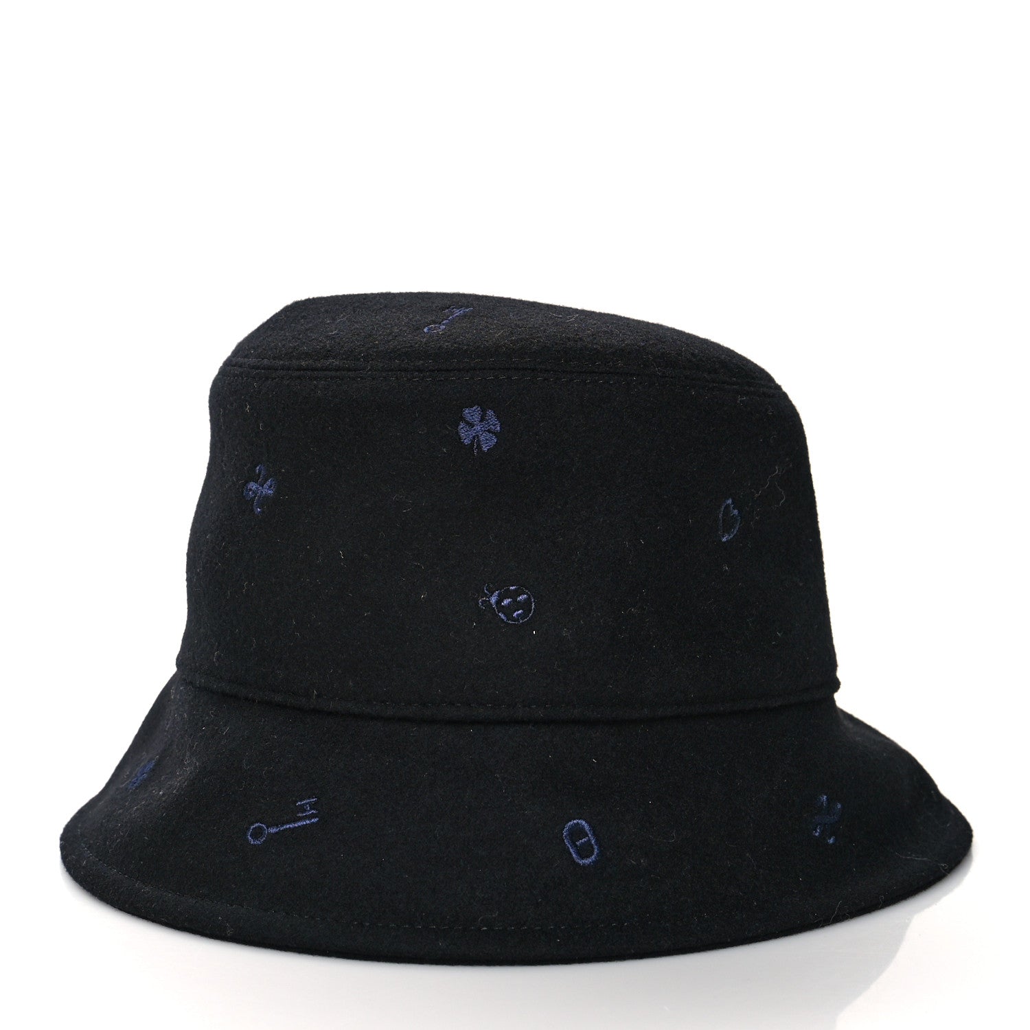 Hermes Cashmere Debbie Charms Bucket Hat 56 Black 3 of 7