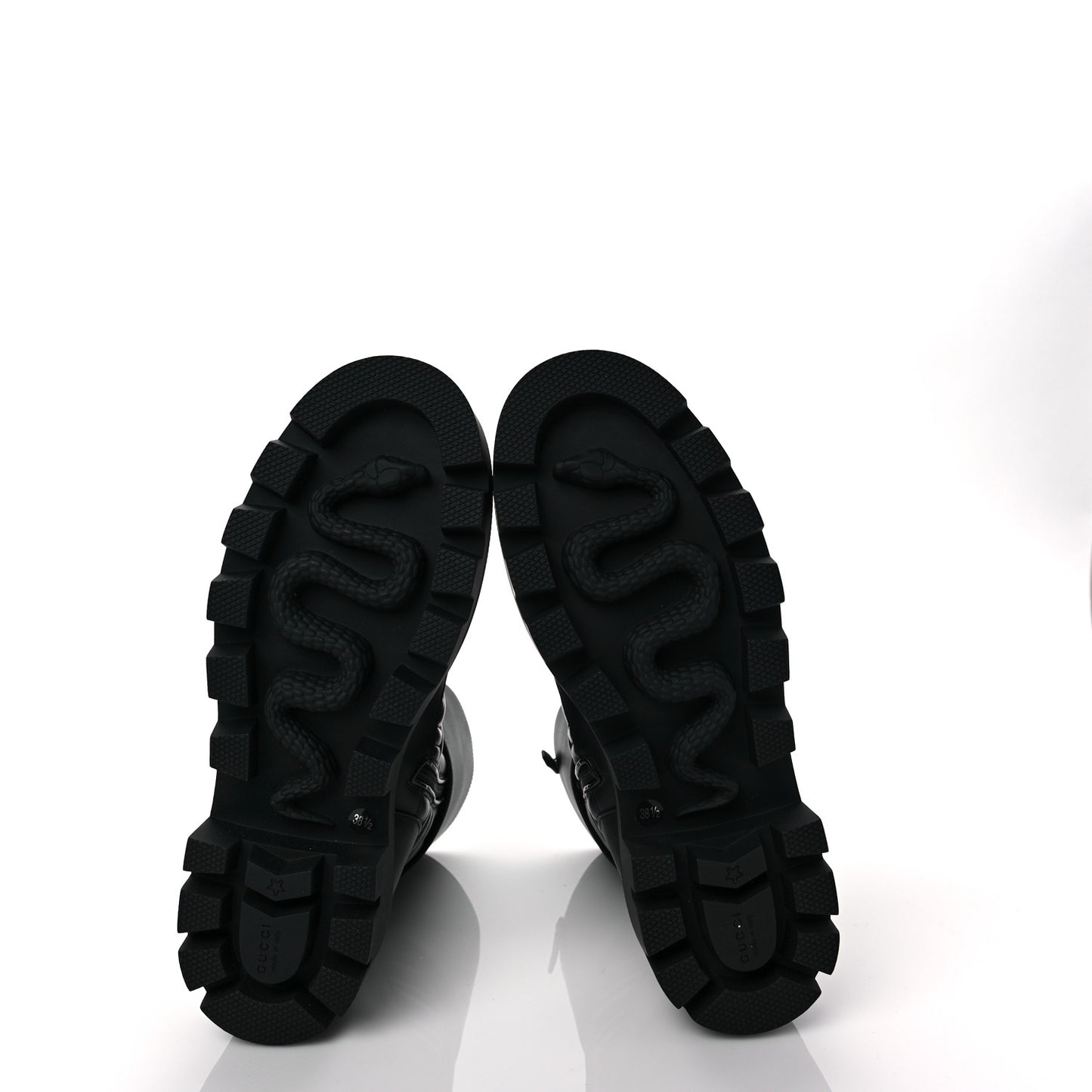 Nappa Frances GG Matelasse Platform Combat Boots 38.5 Black