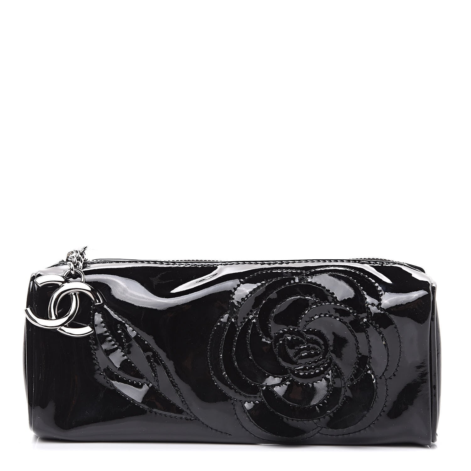 Chanel Patent Camellia Cosmetic Pouch Black 1 of 11