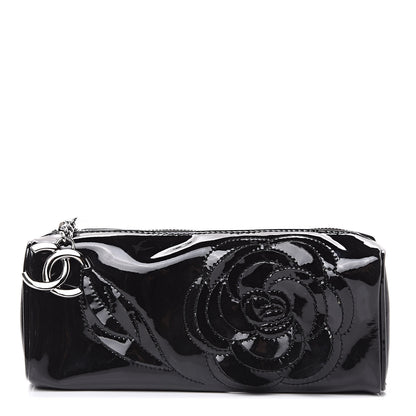 Chanel Patent Camellia Cosmetic Pouch Black 1 of 11