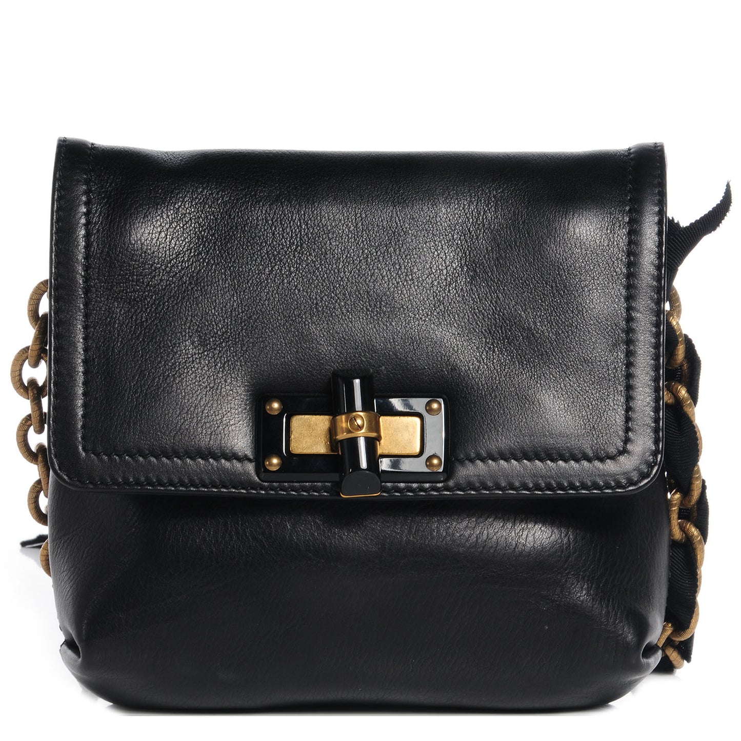 Leather Happy Mini Pop Crossbody Black